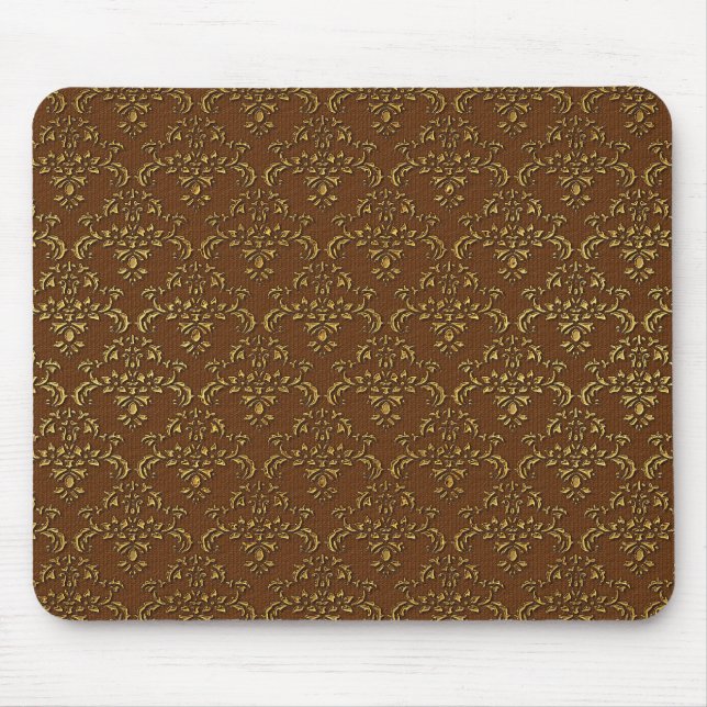 Guld och Brown Damask Musmatta (Framsidan)