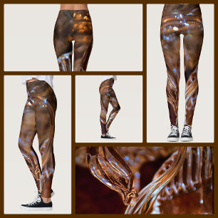 Guld och bruna virvlar Abstrakt Leggings