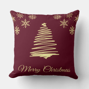 Guld och Burgandy jul Pillow Kudde
