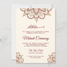 Guld och burgundisk islamisk muslimsk Mehndi-cerem