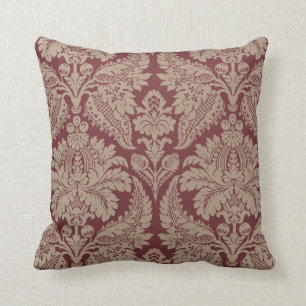 Guld och Burgundy Damask Kudde