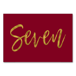 Guld och Burgundy Elegant Bordsnummer sju