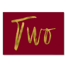 Guld och Burgundy Elegant Bordsnummer två