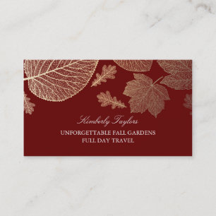 Guld och Burgundy Höst löv Eleganten Visitkort