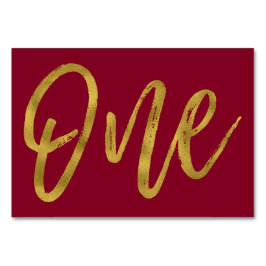 Guld och Burgundy Marsala Elegant Bordsnummer ett