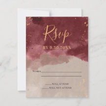 Guld och Burgundy Watercolor OSA kort