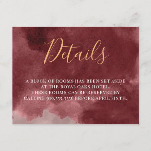 Guld och Burgundy Watercolor Tilläggskort