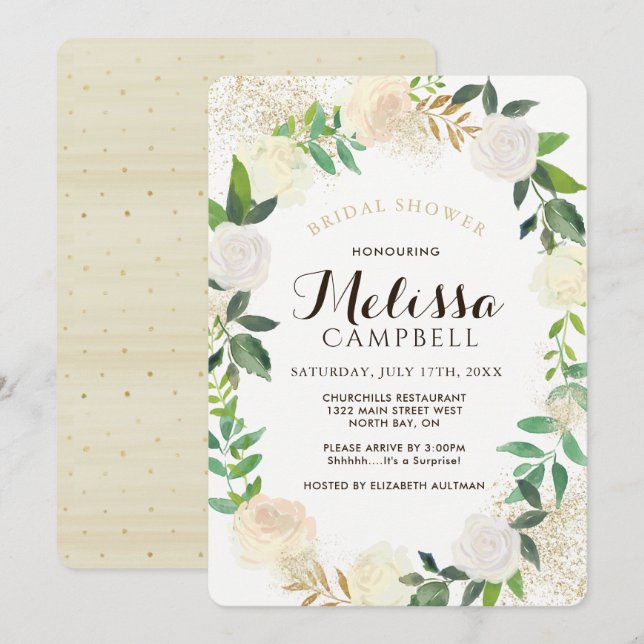 Guld och Champagne Inbjudningskort för möhippa (Fram/baksida)