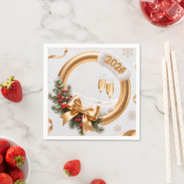 Guld och champagne nytt år 2026 helgdag pappersservett