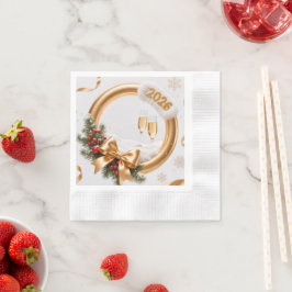 Guld och champagne nytt år 2026 helgdag pappersservett