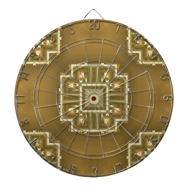 Guld och Cream Geometric Mönster Darttavla (Framsidan)