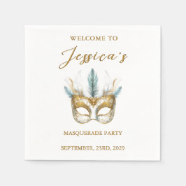Guld och den vita masken Masqueraden Party födelse Pappersservett