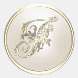 Guld och Elfenbenskusten - första Monogram F Runt Klistermärke