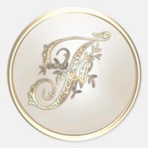 Guld och Elfenbenskusten - första Monogram F Runt Klistermärke