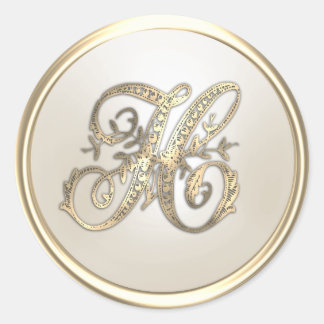 Guld och Elfenbenskusten Inledande Monogram H Runt Klistermärke