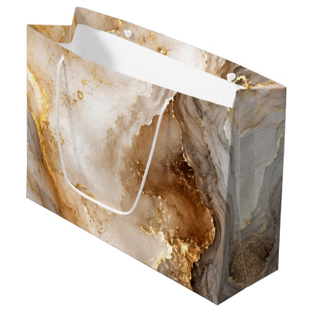Guld och elfenbensvit marmor abstrakt (Framsidan Vinklad)
