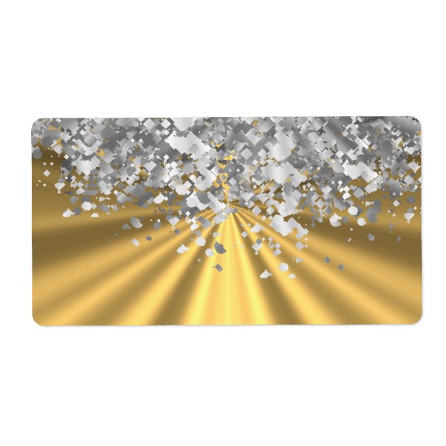Guld och faux glitter personlig fraktsedel (Framsidan)