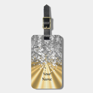 Guld- och fauxglitterpersonlig bagagebricka