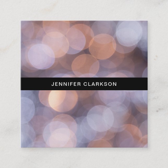 Guld- och för blåttbokehprofessionell fotograf fyrkantigt visitkort (Framsida)