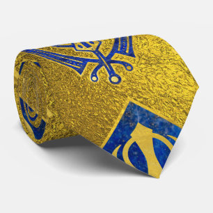 Guld och för Khanda för Lapis Lazuli mönster Slips