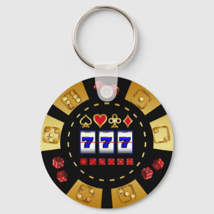 GULD- OCH FÖR SVARTDOBBELPOKER CHIP NYCKELRING