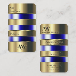 Guld och glas kan se blå vätskor med Initialer Visitkort