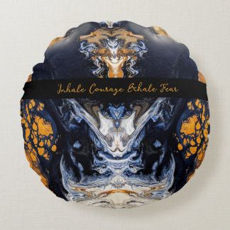 Guld och Glitter marble struktur Sculpted Serenity Rund Kudde