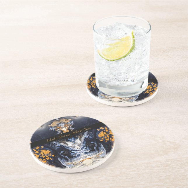 Guld och Glitter marble struktur Sculpted Serenity Underlägg (Sidan)