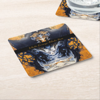 Guld och Glitter marble struktur Sculpted Serenity Underlägg Papper Kvadrat