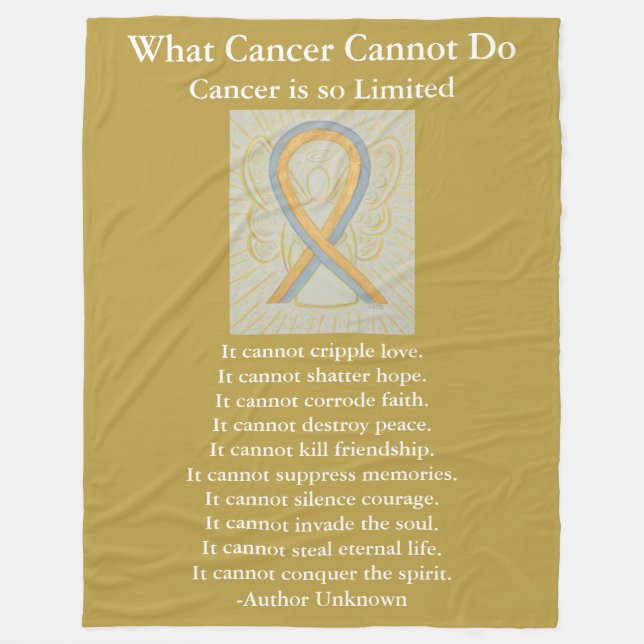 Guld och Grått Awareness Ribbon Art Fleece Blanket (Framsidan)