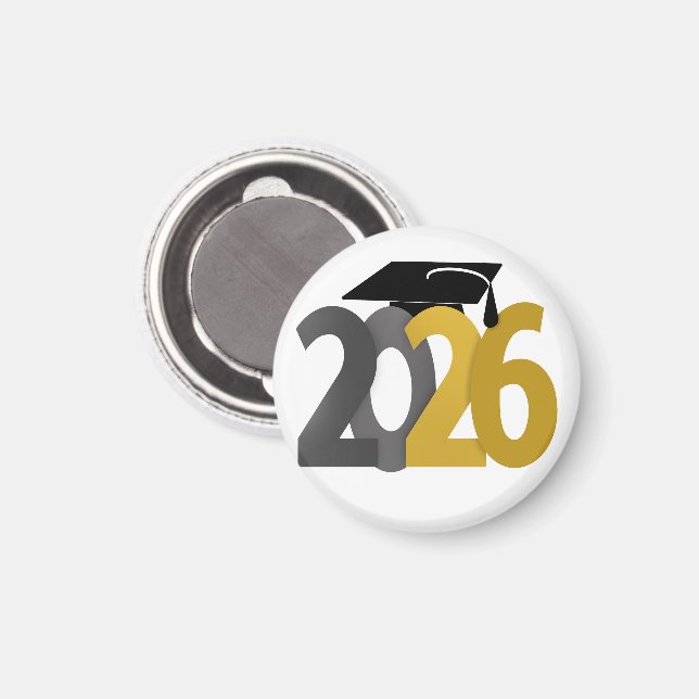 Guld och Grått klass 2026 Studenten Magnet (Front/Back)