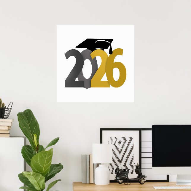 Guld och Grått klass 2026 Studenten Poster (Hemmakontoret)