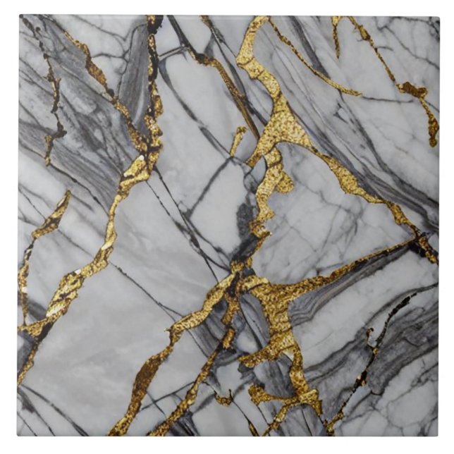 Guld och Grått Marble Ceramic Tile Kakelplatta (Framsidan)