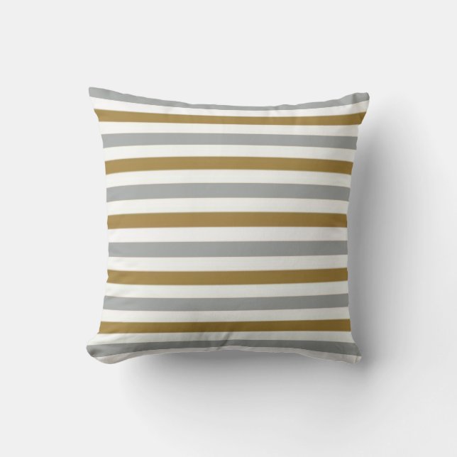 Guld och Grått Monogram Pillow Kudde (Framsida)