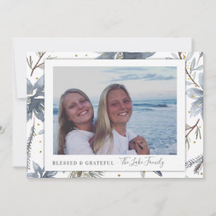 Guld och Grått Photo Helgdagskorts Meddelande