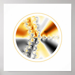 Guld och Grått Symmetrical Fractal Poster