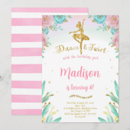 Guld och grön ballerinainbjudan inbjudningar