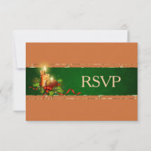 Guld och grön julbröllop RSVP