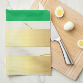 Guld- och grön marmorrand kökshandduk