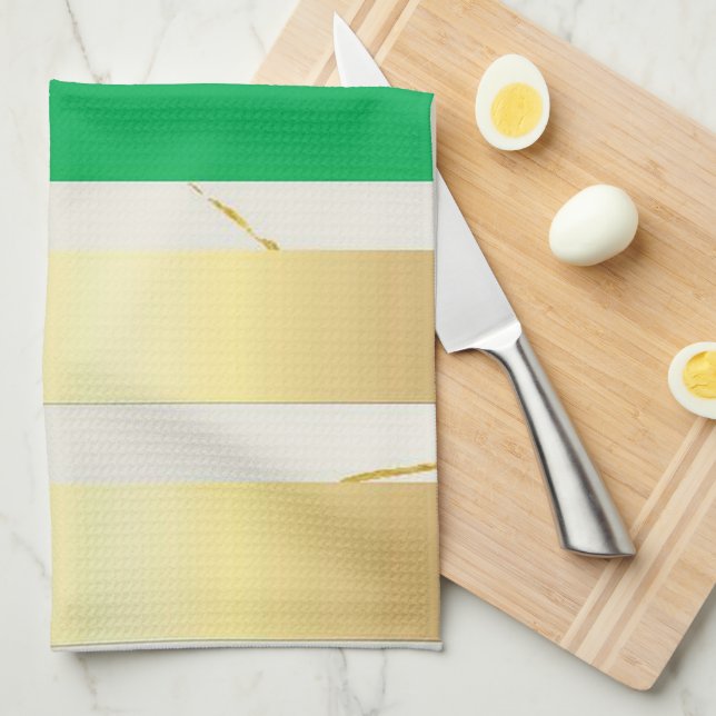 Guld- och grön marmorrand kökshandduk (Vikt i Fjärdedel)