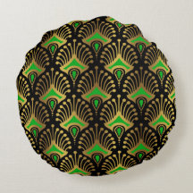 Guld och grönt Art Deco, sömlös mönster