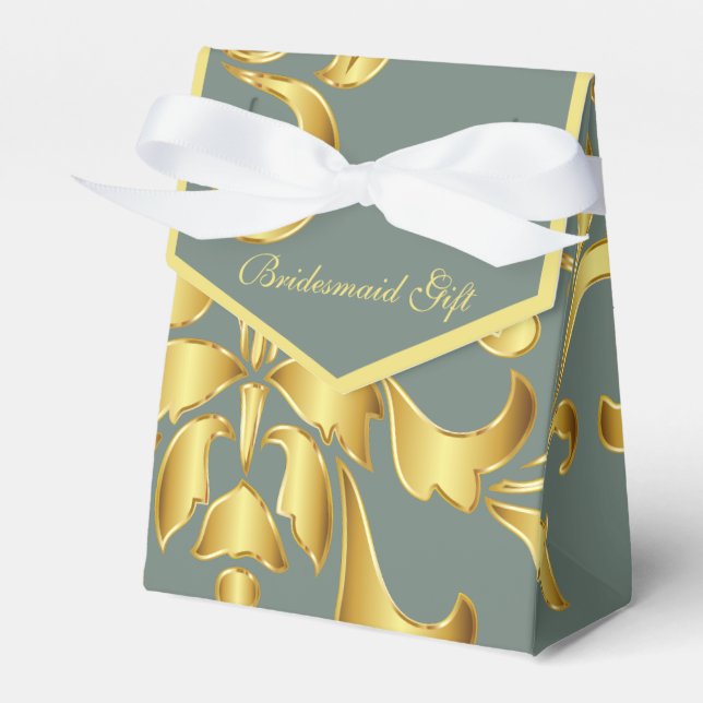 Guld och Grönt Bridesmaid Gift Box Presentaskar (Framsidan Sidan)