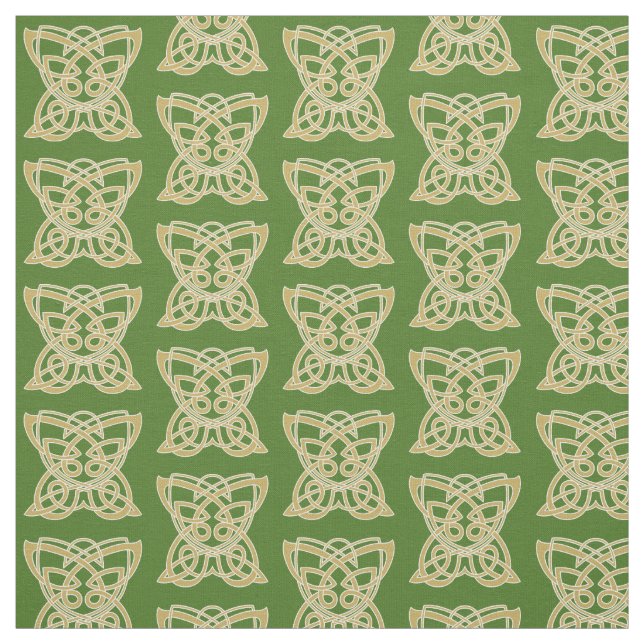 Guld och Grönt Celtic Butterfly Tyg (Provkarta)