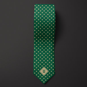 Guld och Grönt Classy Cat Monogram Slips