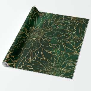 Guld och Grönt Dahlia Flower Presentpapper