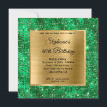 Guld och Grönt Diamond Studed Foil 40th Birthday Inbjudningar<br><div class="desc">Skapa din egen inbjudan till din bästa vän till finare-snyggten om att fira födelsedagskalender. Övertäckningen har en kvadratisk guld och en gyllene gult som borstat metall för att få information om inbjudan. Du kan anpassa det svarta teckensnittet stilar, färg och storlekt. Bakgrunden har en faux glatt diamant glitter som studerade...</div>
