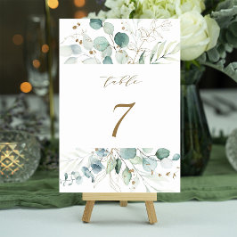 Guld och Grönt Elegant Botaniska Bröllop Bordsnummer