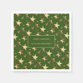 Guld och Grönt - julstjärnor i Lägg till Namn Pappersservett
