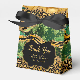 Guld och Grönt Safari Agate Birthday Tack Presentaskar