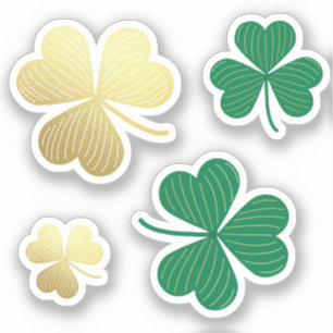 Guld och Grönt Shamrock Lycklig St patrick's day Klistermärken